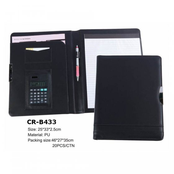CR-B433 Leather Attache Case Business Bag Conference Portfolio with Metal Plate