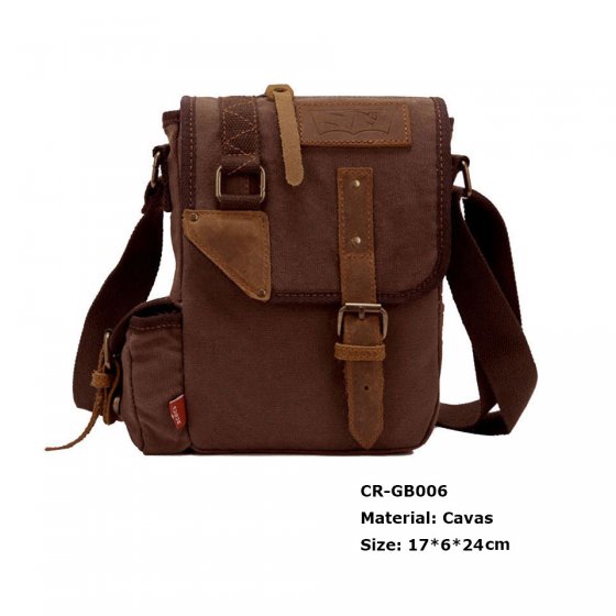 CR-GB006 Men's Brown Casual Canvas Shoulder Bag Messenger Hiking Satchel