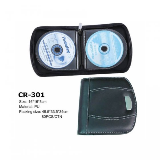 CR-301 Donuts 36 CD DVD Pockets Leather Black Carrying Case