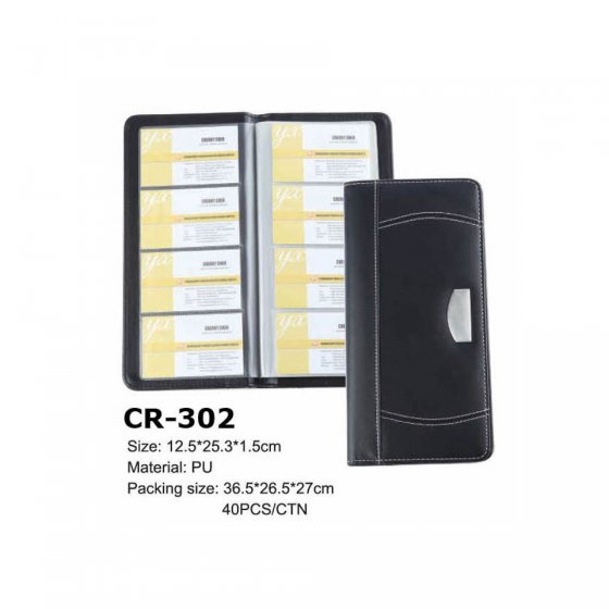 CR-302 Leather Cover 240 Slots Business Name ID Credit Card Holder Book Case Keeper Organizer