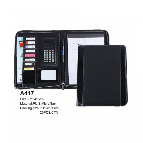 CR-A417 PU & Microfiber Zipped seminar Portfolio with ample of card holders