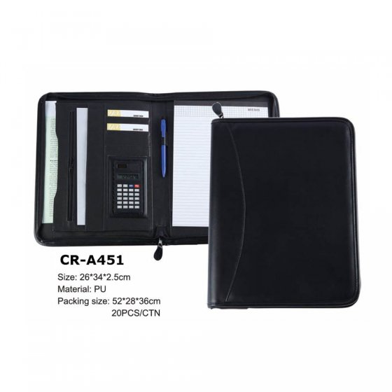 CR-A451 Business Leather Cover File Folder Document Organizer Portfolio
