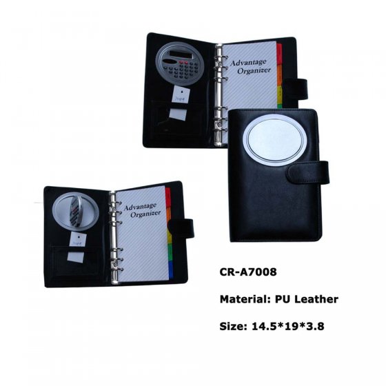 CR-A7008 PU Leather A5 Organiser with Personalized Elliptic Calculator