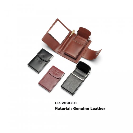 CR-WB0201 Genuine Leather luxury Phone Case Note Holder with Pen Loop